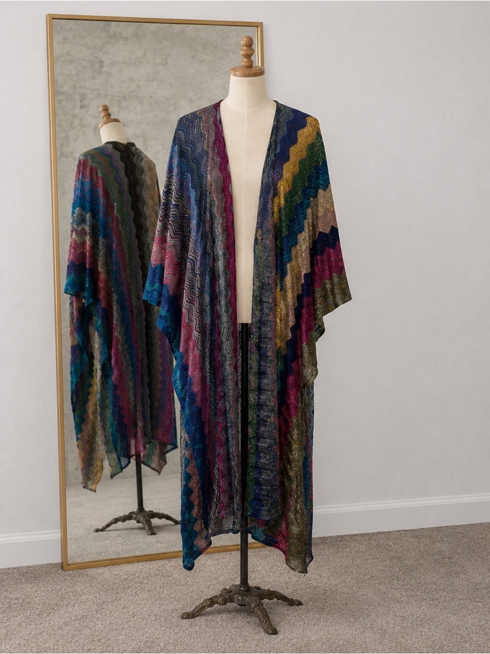 VINTAGE FREE PEOPLE MISSONI Multicolor Wave Pattern Decorative Swim Beach Cover